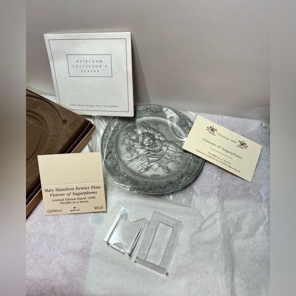 Vintage 1988 Hallmark Visions of Sugarplums Pewter Plate Ltd  Edition in Box 6" - Picture 6 of 8
